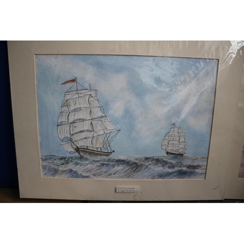 429 - Signed Watercolours of Boat, Unframed, 46 x 35cm