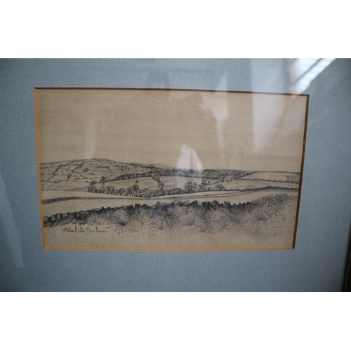 430 - Pencil Drawing of Hills, Signed, 39 x 30cm