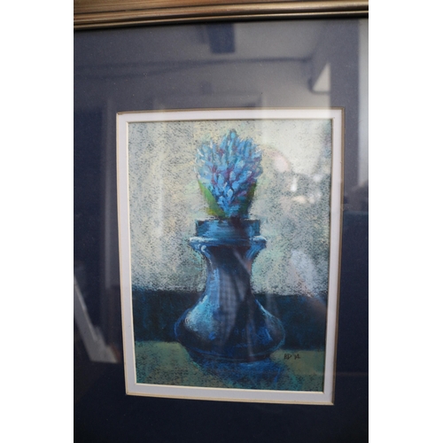 431 - Pastel painting of Flowers in a Pot, Signed, 41 x 50cm