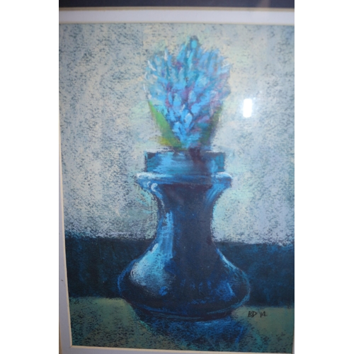 431 - Pastel painting of Flowers in a Pot, Signed, 41 x 50cm