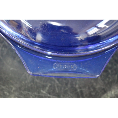 437 - Blue Pyrex Lidded Dish, Vintage, 27cm