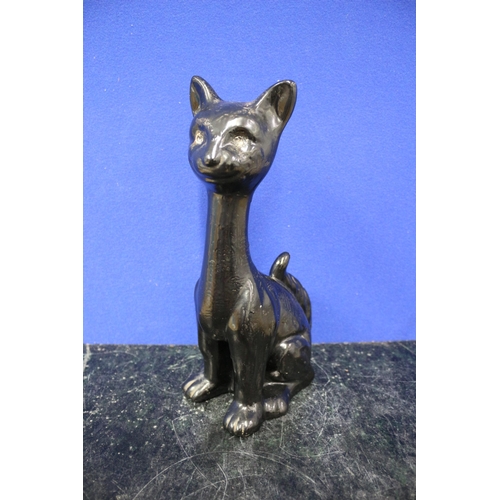 438 - Victorian Long Neck Black Cat, 26.5cm