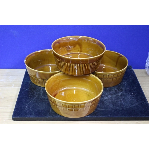 444 - Set of 4 Butchers Dishes, Treder Glaze, Diameter is 21.5cm and Height is 8.5cm