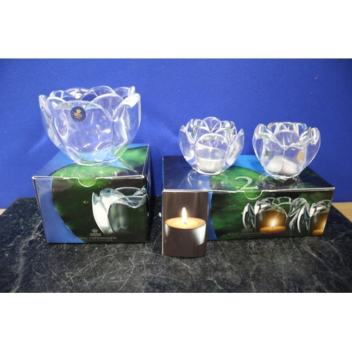 456 - Royal Copenhagen Crystal Dish Lotus & 2 Tea Lights AF