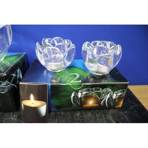 456 - Royal Copenhagen Crystal Dish Lotus & 2 Tea Lights AF