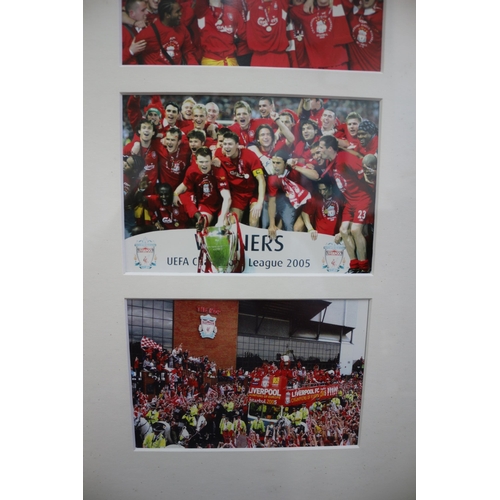 471 - Liverpool FC 2005 Celebratory Pictures in Frame, 31.5 x 83