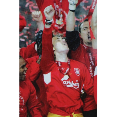 471 - Liverpool FC 2005 Celebratory Pictures in Frame, 31.5 x 83