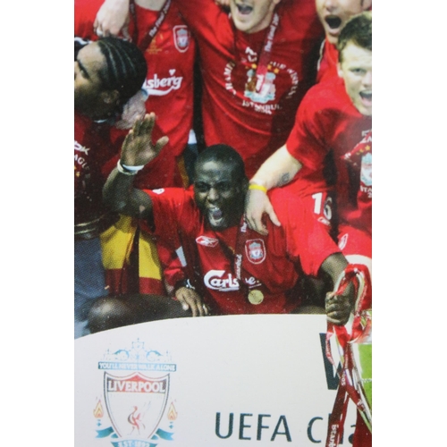 471 - Liverpool FC 2005 Celebratory Pictures in Frame, 31.5 x 83