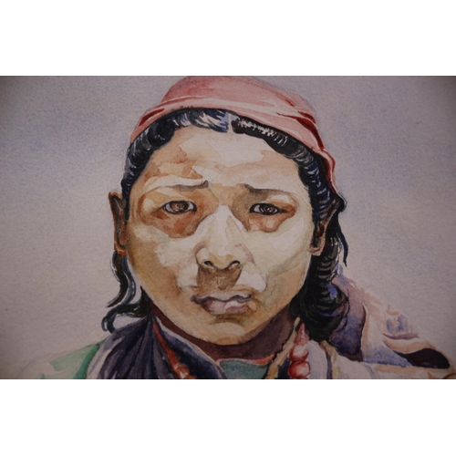 472 - Signed Watercolour D.Hodge of Woman, 43 x 57