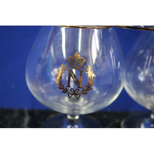 485 - 5 x 'N' Decorative Cognac Napoleon Glasses