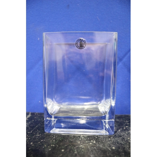 491 - 2 Heavy Glass Rectangular Vases, 14cm