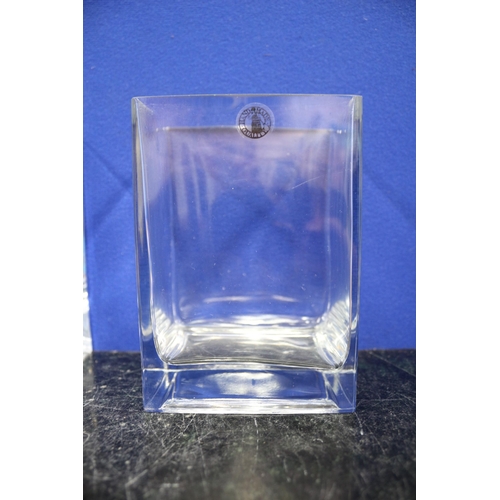 491 - 2 Heavy Glass Rectangular Vases, 14cm