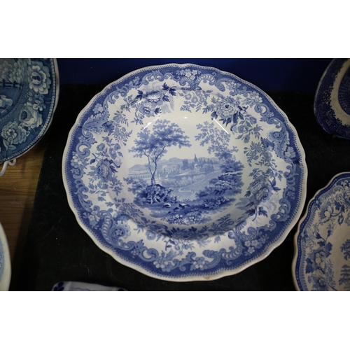 501 - Collection of Blue & White Plates, some aged, Largest is 26.5cm