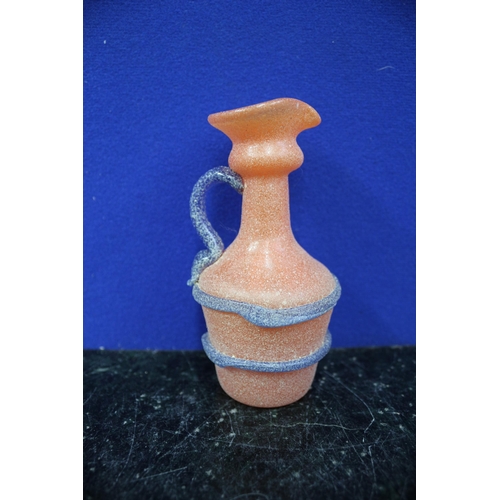 503 - Believed to be Victorian Hand Blown Glass Jug, Few Nibbles, 13cm