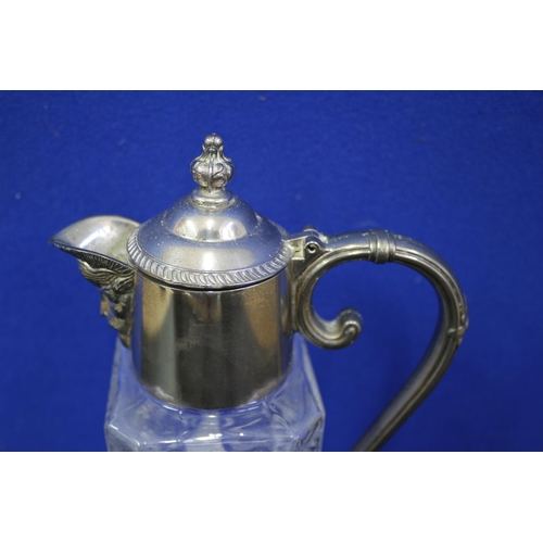 509 - Silver Plated Glass Jug, Heavy