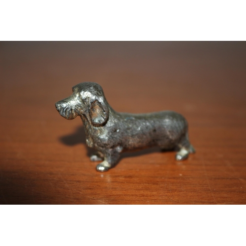 618 - Nice Small White Metal Dachshund