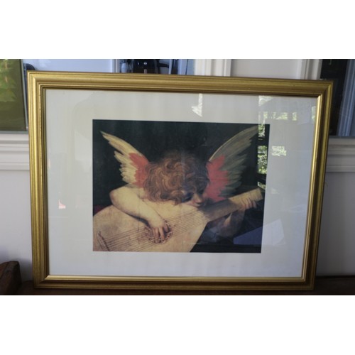 622 - Rosso Fiorentino Print - Angel with Lute - Framed and Glazed - 78 x 58cm