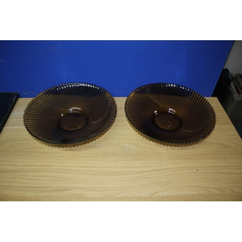 630 - Pair of French Frilled Glass Dishes - 29cm Dia