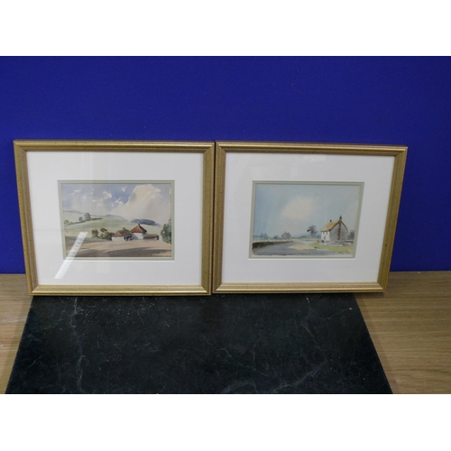 48 - 2 Watercolours of a cottage scence, signed John Worsdale, 28 x 24cm each