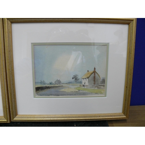 48 - 2 Watercolours of a cottage scence, signed John Worsdale, 28 x 24cm each