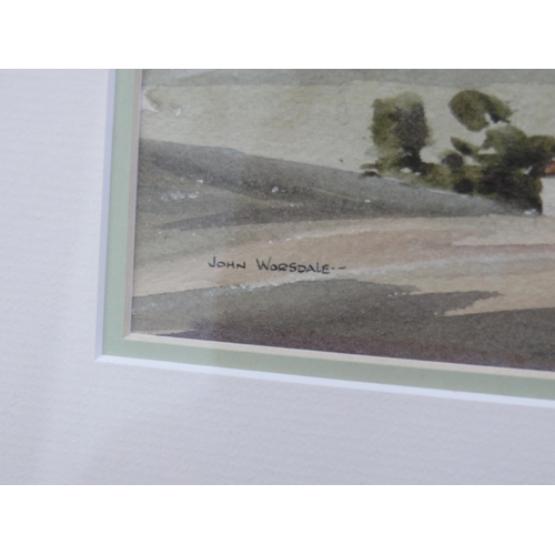 48 - 2 Watercolours of a cottage scence, signed John Worsdale, 28 x 24cm each