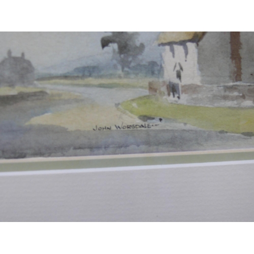 48 - 2 Watercolours of a cottage scence, signed John Worsdale, 28 x 24cm each