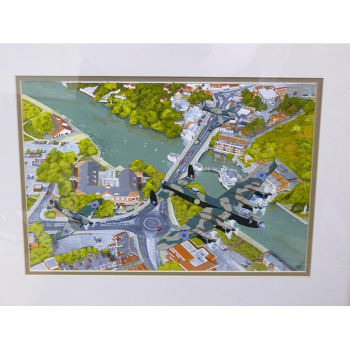 58 - Memorial Flight over the Thames, acrylic, signed , 58.5 x 49cm