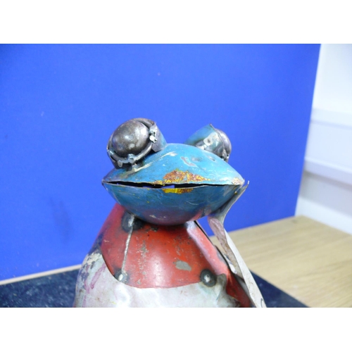 81 - Metal frog made from recycled parts, seated height is 28cm