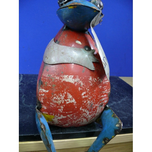 81 - Metal frog made from recycled parts, seated height is 28cm