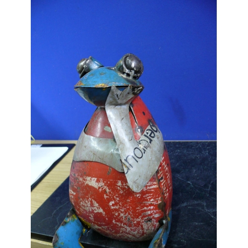 81 - Metal frog made from recycled parts, seated height is 28cm