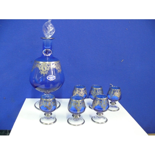 95 - Murano decanter and 6 Glass set in box