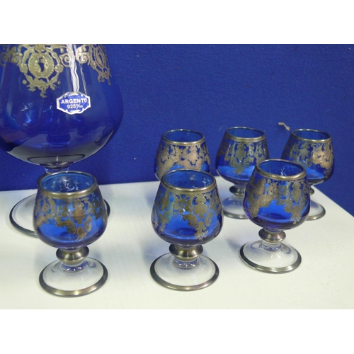 95 - Murano decanter and 6 Glass set in box