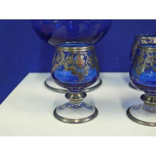 95 - Murano decanter and 6 Glass set in box