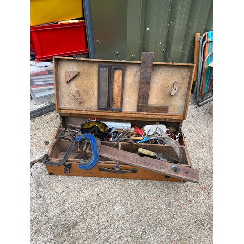 137 - Large Carpenters Box with Tools