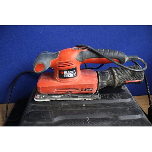 132 - Cased Black and Decker KA32OE Sander, Powers up