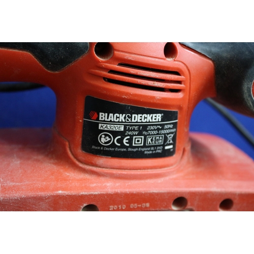 132 - Cased Black and Decker KA32OE Sander, Powers up