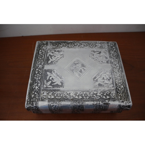 162 - Silver Coloured Stacked Book Designed Jewellery Box, Minor Damage , 23 x 20 cm