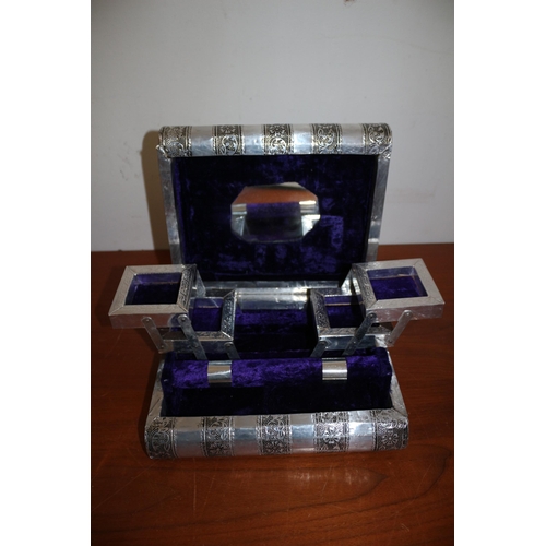 162 - Silver Coloured Stacked Book Designed Jewellery Box, Minor Damage , 23 x 20 cm