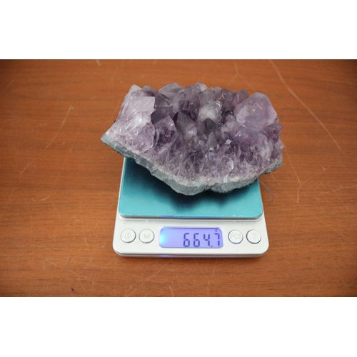 163 - Large Amethyst Cluster, 14cm Long & 664g in Weight