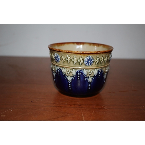 164 - Royal Doulton 6824 Blue Glaze Pot, 10cm Diameter