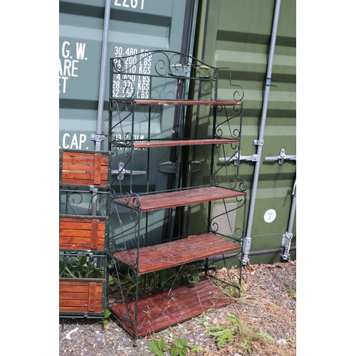 672 - 2 Garden Shelves on solid metal frames, 1 x 5 Shelf, 1 x 3 Shelf