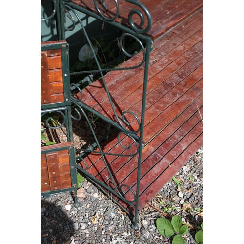 672 - 2 Garden Shelves on solid metal frames, 1 x 5 Shelf, 1 x 3 Shelf