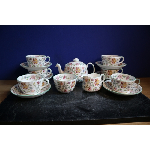 125 - Minton 'Haddon Hall' Tea Set With Set of 6 Cups and Saucers, Tea Pot, Sugar Pot & Milk Jug, 15 Piece... 