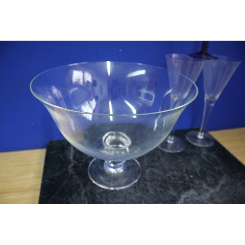 128 - Large Crystal Darlington Footed Bowl, Perfect Fruit or Desert Bowl, 29CM Diameter, With 2 Flutes and... 