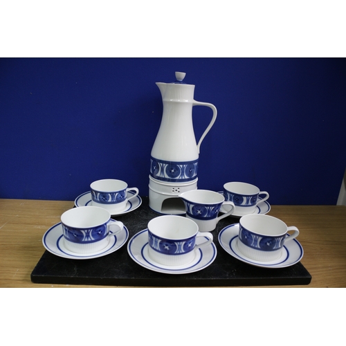 131 - Royal Worcester Blue and White Coffee Set, As New.