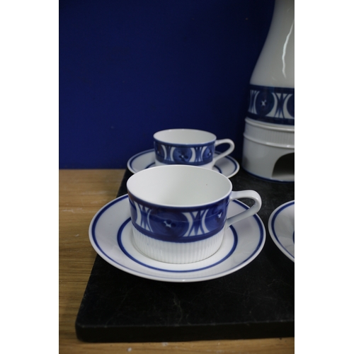 131 - Royal Worcester Blue and White Coffee Set, As New.