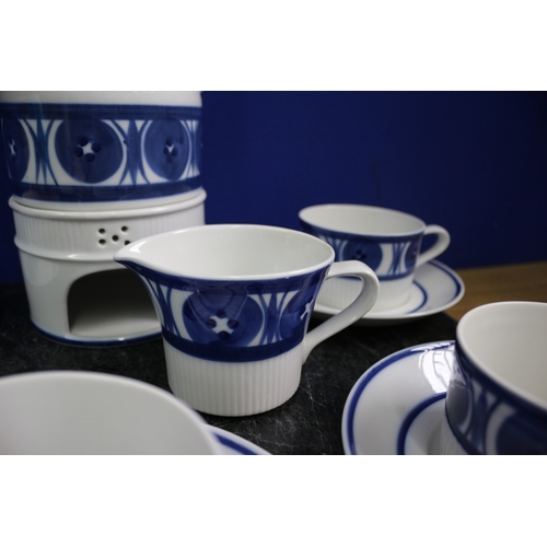 131 - Royal Worcester Blue and White Coffee Set, As New.