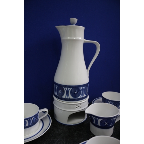 131 - Royal Worcester Blue and White Coffee Set, As New.