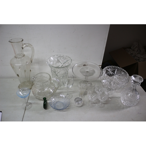 138 - Large Bundle of Glass Including Cut Glass Decanter Etc.