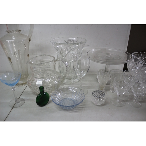 138 - Large Bundle of Glass Including Cut Glass Decanter Etc.